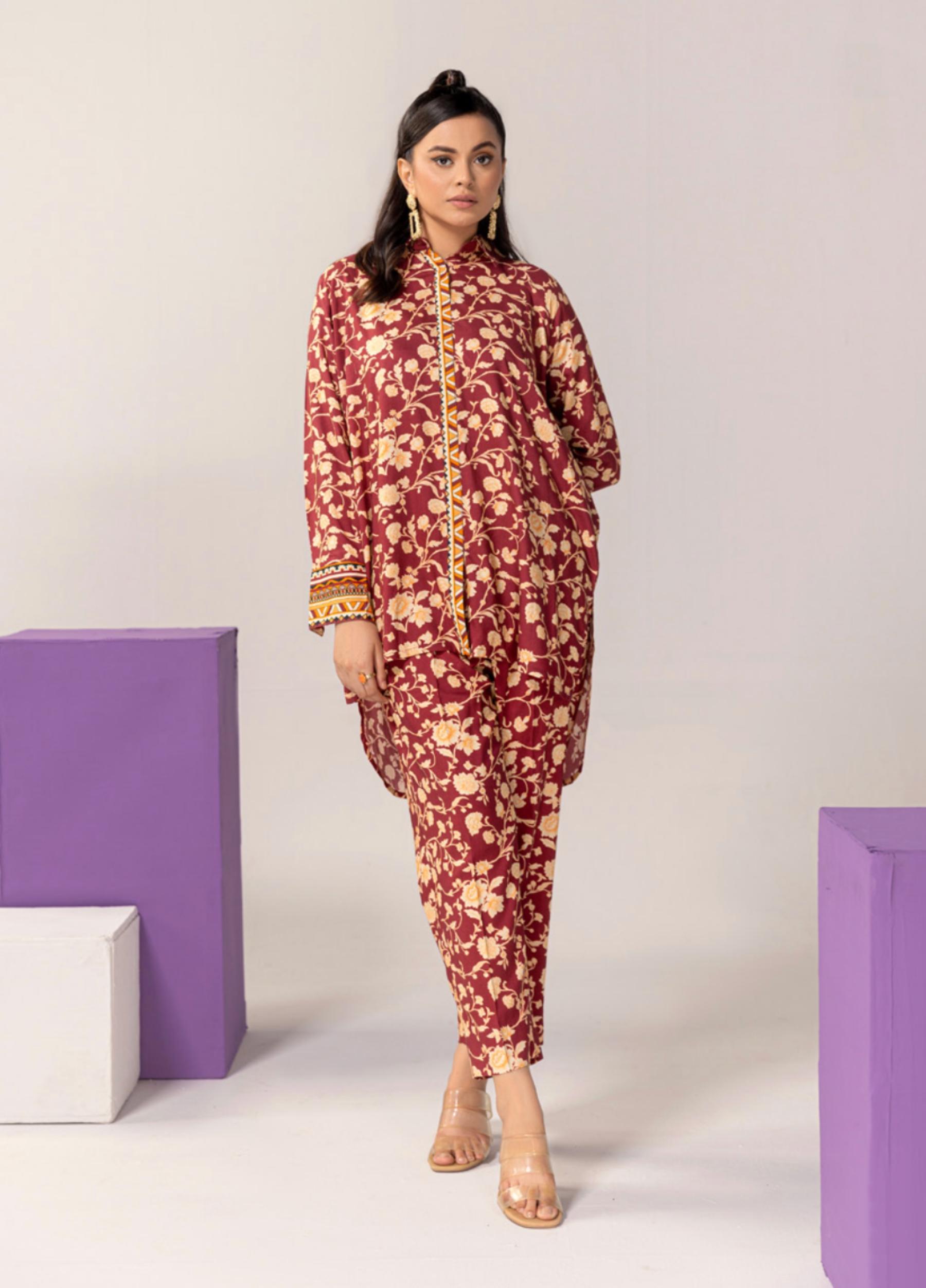 JAHANARA Unstitched LUXURY Linen Print 2 Piece Suits Design:j22-09