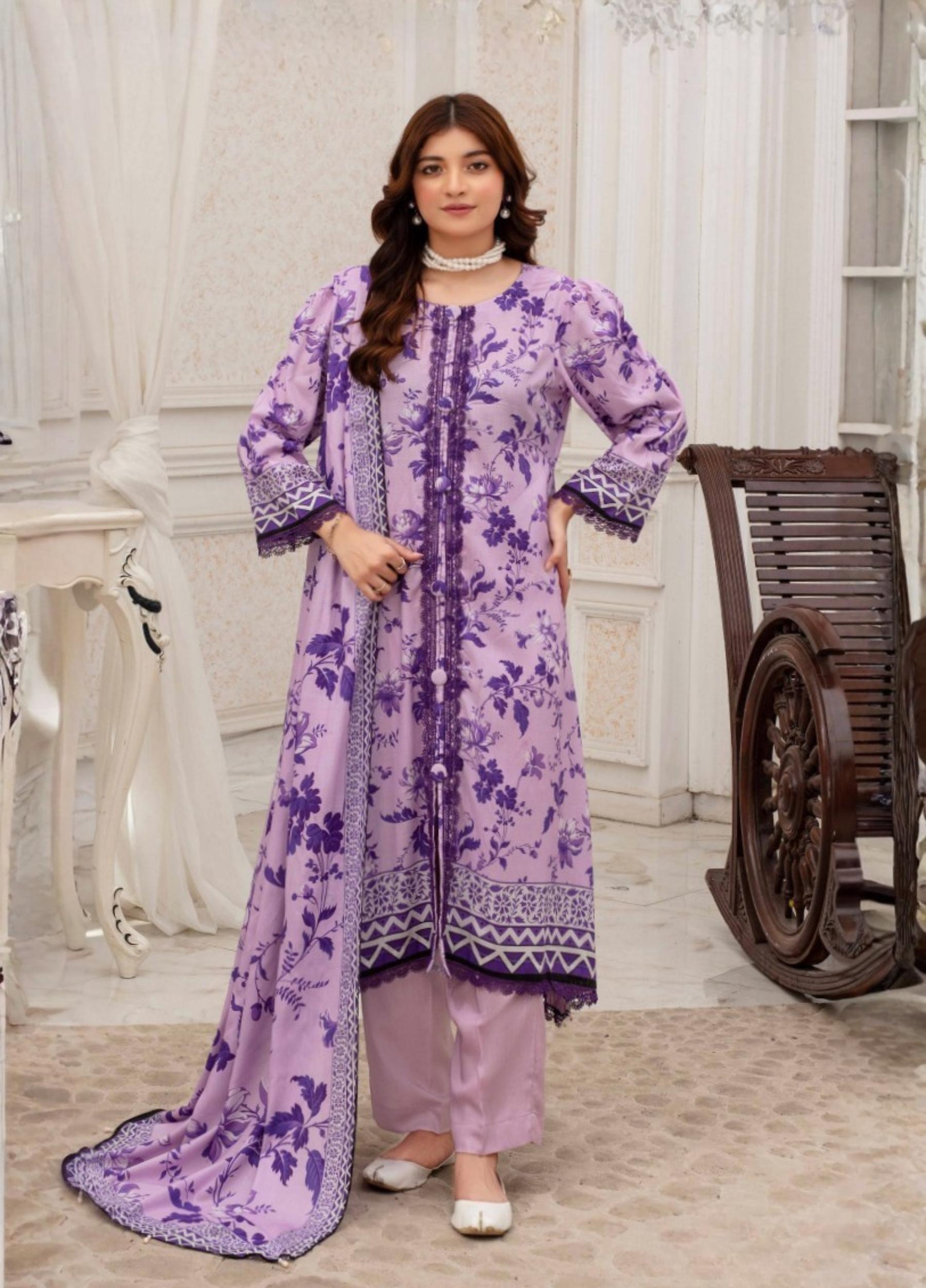 FABIHA by Feroza Unstitched Linen Print 3 Piece Suits Volume:2 Design:03